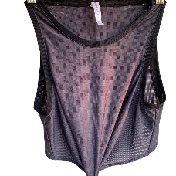 Fabletics Mesh Cropped Wrap Sexy Tank Top w/ Tie Waist XS Gray Athletic Beach - Picture 2 of 10